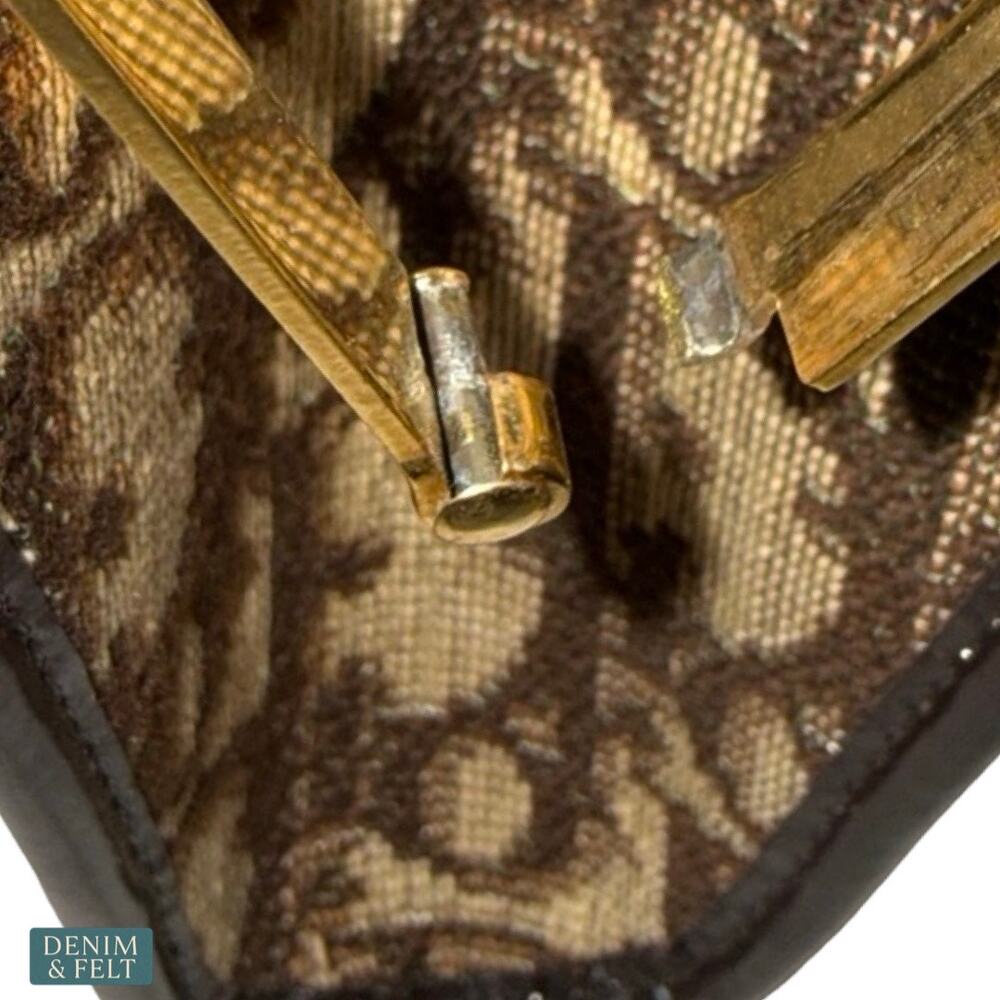 Christian Dior Trotter Jacquard Vintage Clutch Brown Monogram Frame Bag Rare - Picture 13 of 13